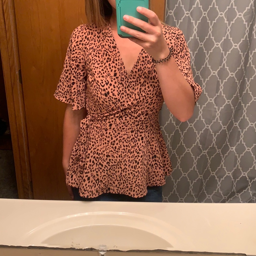 Pink leopard short sleeve